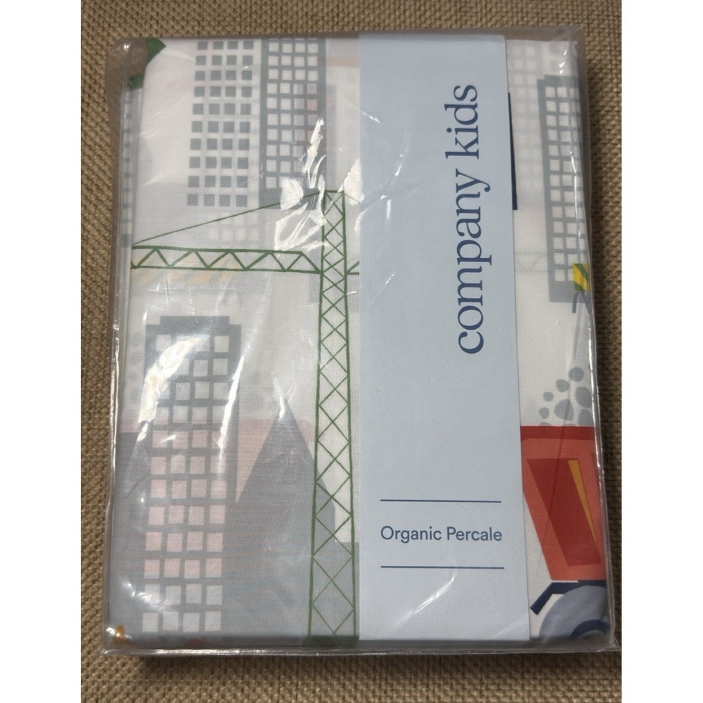Company Store Kids Sheet Set Construction TWIN Organic Cotton Truck Vehicles NIP